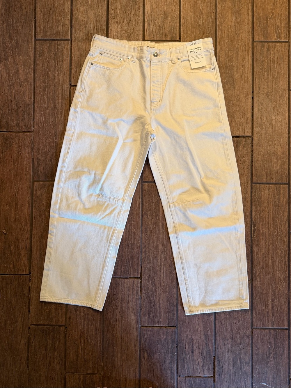 Madewell Darted Barrel-Leg Jeans in Light Cream